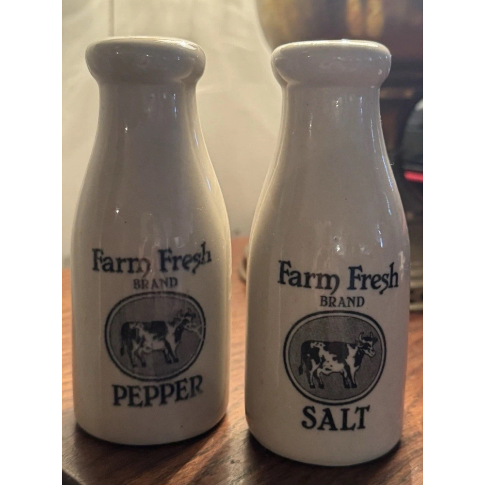 Farm Fresh Milk Bottle Salt and Pepper Shakers - vintage
